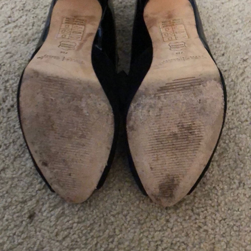 WHBM Suede and Patten Leather Peep Toe Pump - Picture 4 of 5